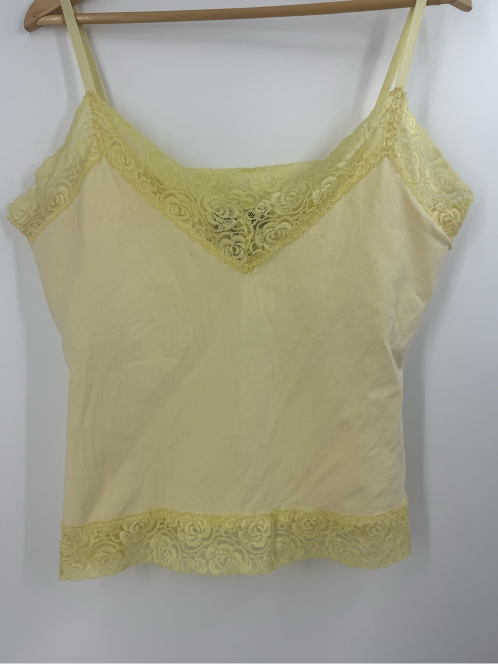 INC butter yellow cotton blend camisole tank lace trim womens